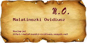 Malatinszki Ovidiusz névjegykártya